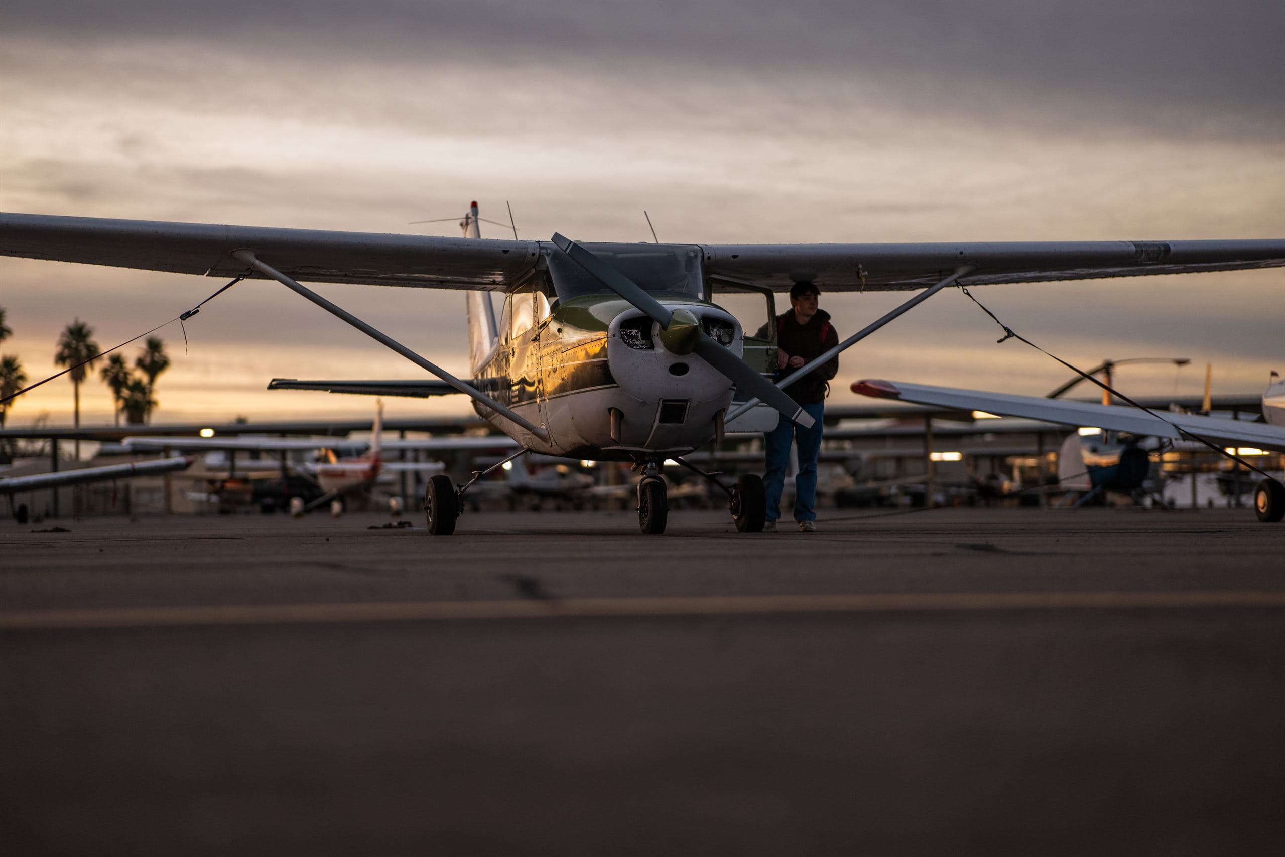 Aircraft on the ramp at golden hour